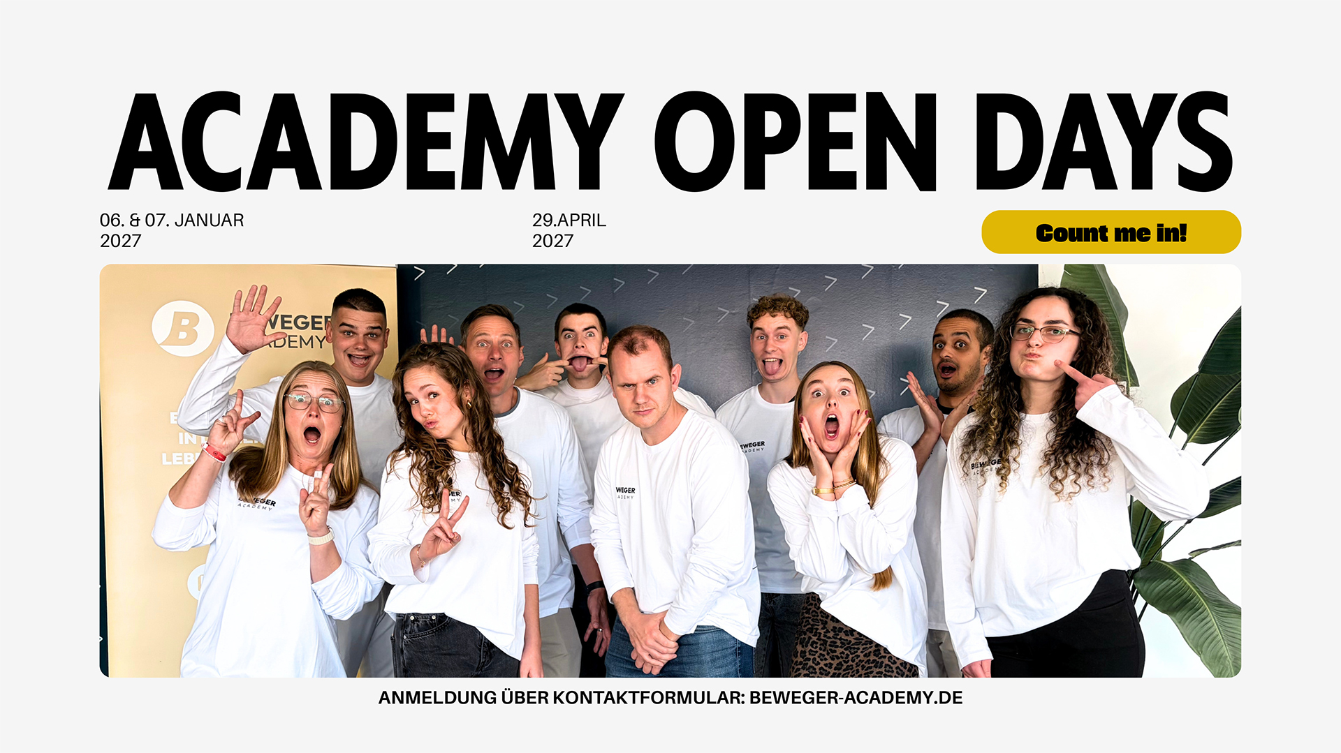 Academy Open Days am 6. und 7. Januar sowie am 29. April 2027